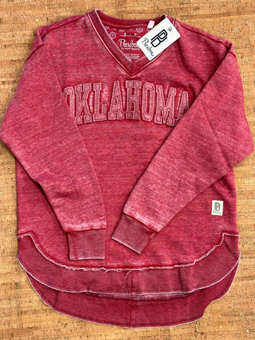 Oklahoma Red V Neck Sweatshirt