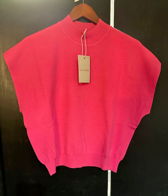 Knit Mock Neck Short Sleeve Top