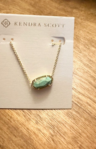 Elisa Necklace in Gold ( Sea Green Crystal )