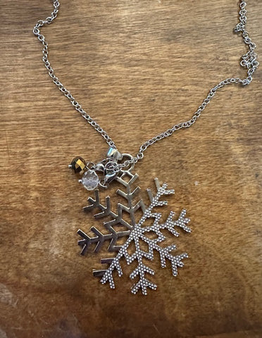 Marie Snowflake Pendant Necklace  27"