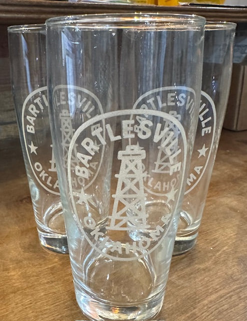 Etched Bartlesville Glass