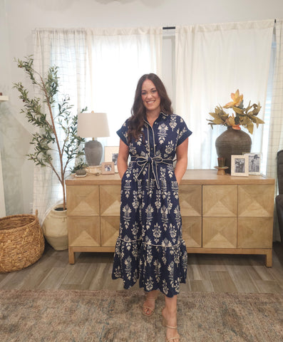 IMS Jules Short Sleeve Navy Dress