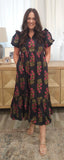 IMS Black floral puff sleeve dress