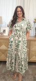 IMS Ridge Green and Cream Floral Dress