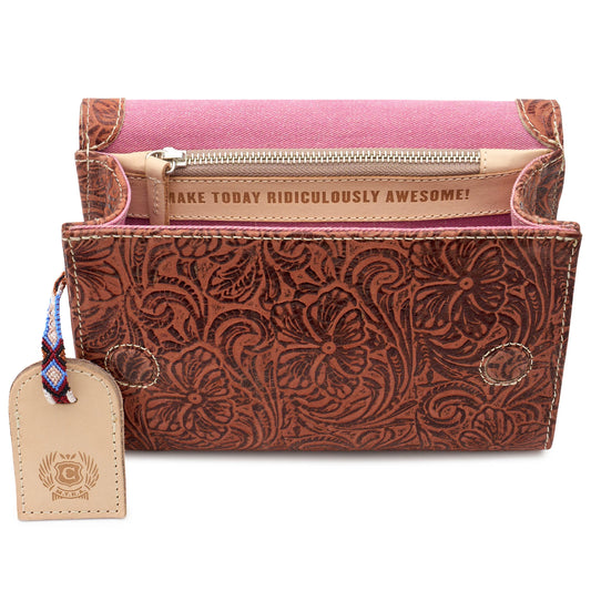 Sally On The Town Tooled Leather Crossbody Bag