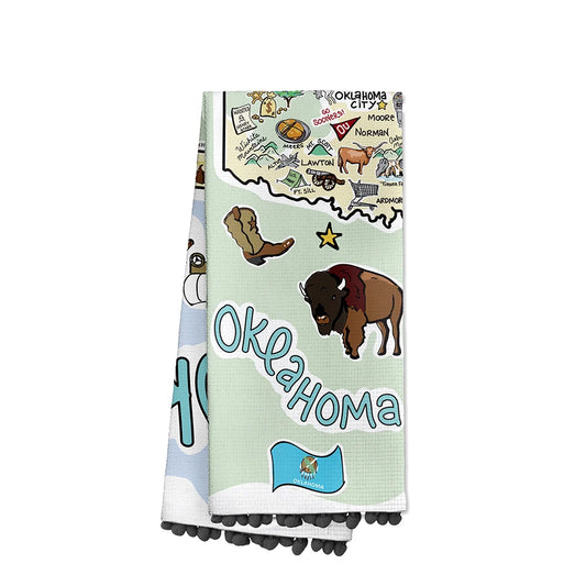 Oklahoma Tea Towel W/ Tassels