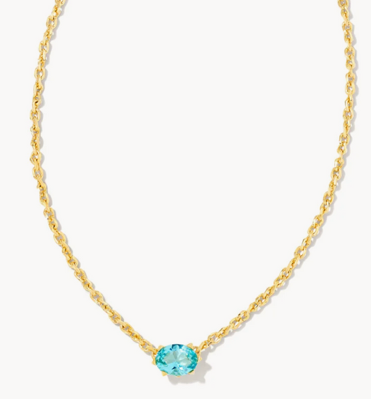 Cailin Gold Pendant Necklace in Aqua Crystal*