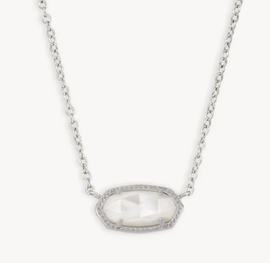 Elisa Silver Short Pendant Necklace Ivory Mother-Of-Pearl*