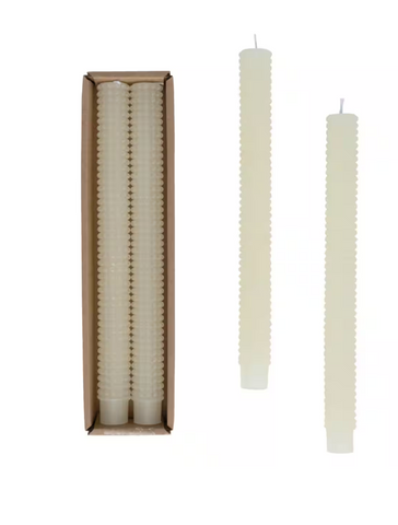 10" Unscented Hobnail Taper Candles In Box Set
