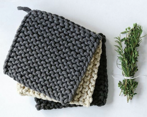 8" Neutral Cotton Crocheted Pot Holder