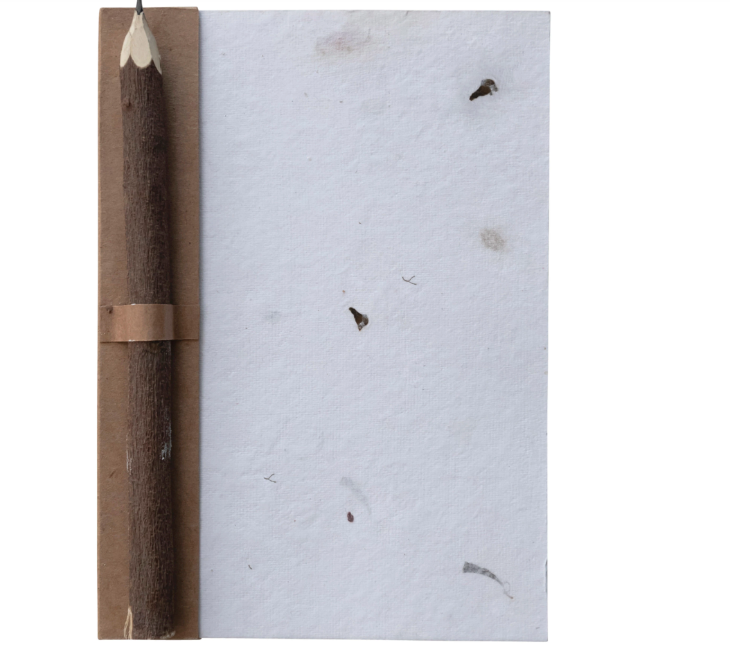 Paper Journal with Handmade Paper w/ Wood Pencil