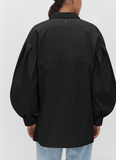 Poplin Balloon Sleeve Button -Up Shirt W/ Side Slit