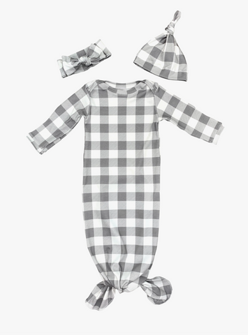 Sunday Picnic, Grey Knotted Gown Set