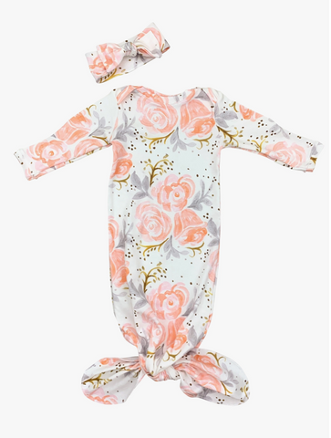 Sparkling Rose Knotted Gown Set