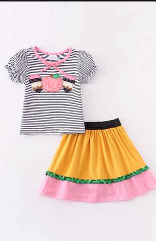 Pencil / Apple Applique Skirt Set 2pc.