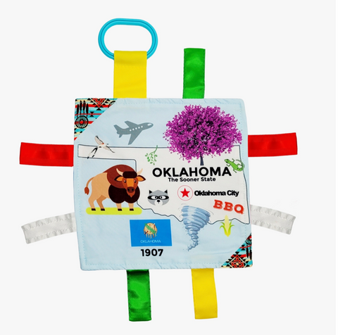 Oklahoma State Baby Learning Crinkle Square 8"X 8