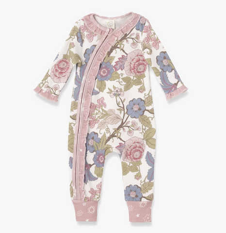 Floral Tapestry Baby Zippered Romper