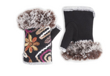Fur Trim Felted Fingerless Gloves ( Assorted ) F23