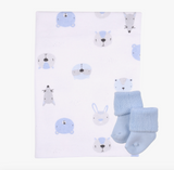 Baby Receiving Blanket & Sock Single Cupcake Gift ( Assorted )