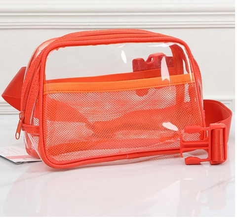 Clear Crossbody Belt Bag With Faux Leather Trim