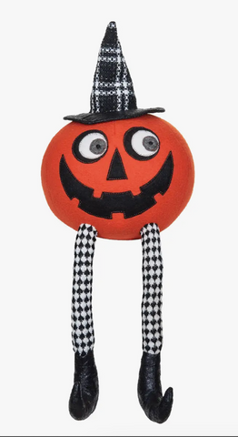 Halloween Dangle Leg Pumpkin Shelf Sitter Figurine