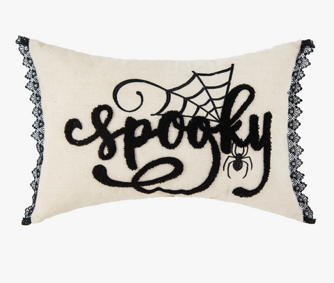 Halloween Spooky Black and White Pillow 22" x 14"