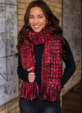 loom woven long scarf with fringe   16" x 72" ( W-23 )