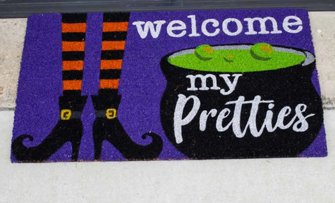 Welcome My Pretties Coir Doormat Purple/Multi 30x18