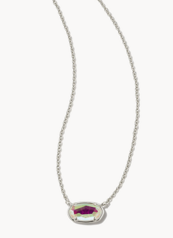 Grayson Short Pendant Necklace Silver Dichroic Glass