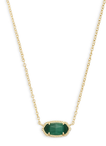 Elisa Gold Emerald Cats Eye Necklace