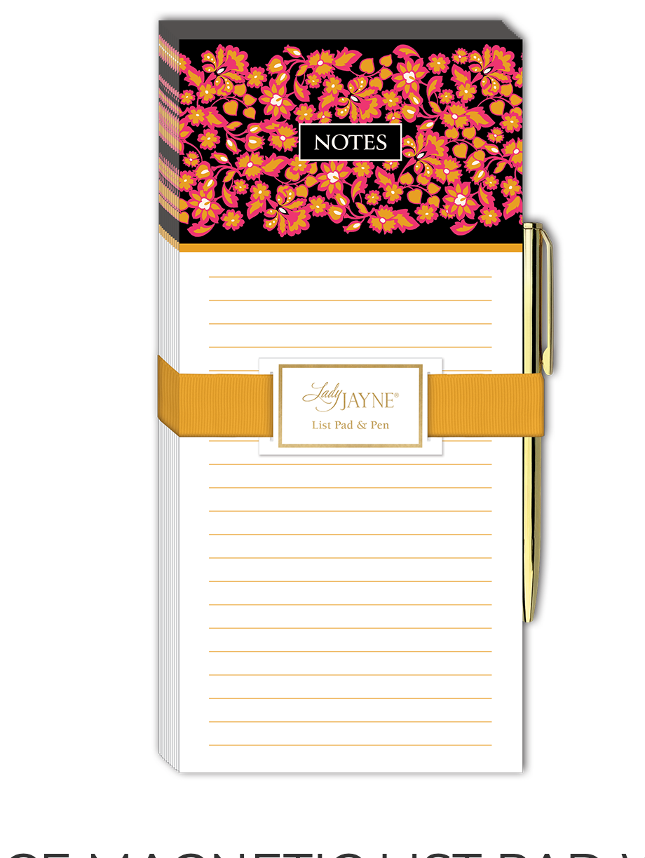 Lace Magnetic Wide List Pad W/ Pen  ( Assorted )
