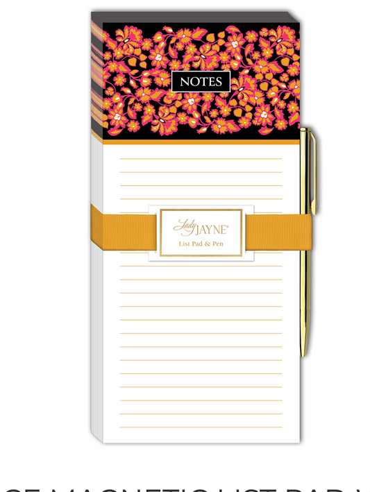 Lace Magnetic Wide List Pad W/ Pen  ( Assorted )