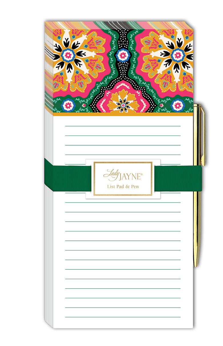 Lace Magnetic Wide List Pad W/ Pen  ( Assorted )