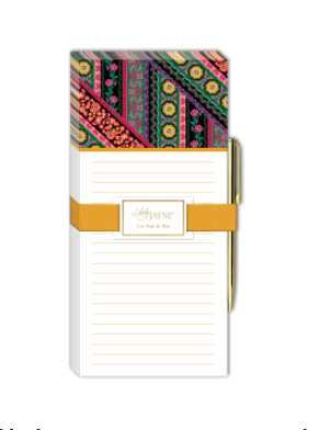 Lace Magnetic Wide List Pad W/ Pen  ( Assorted )