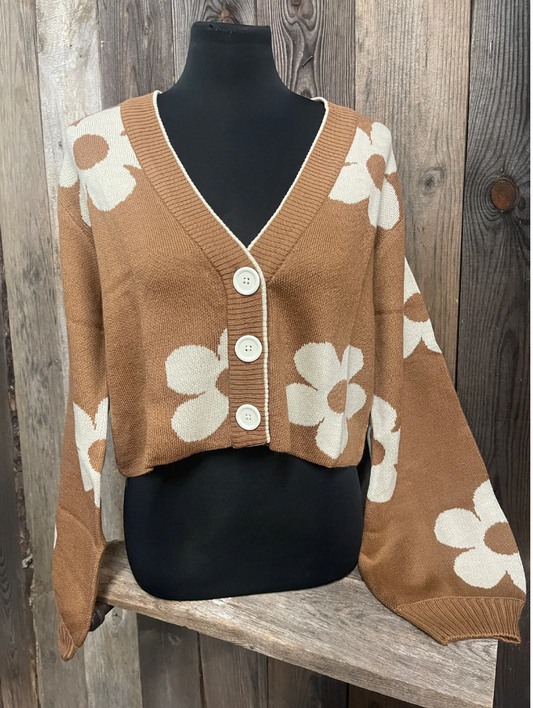 Cropped Cardigan - Flower