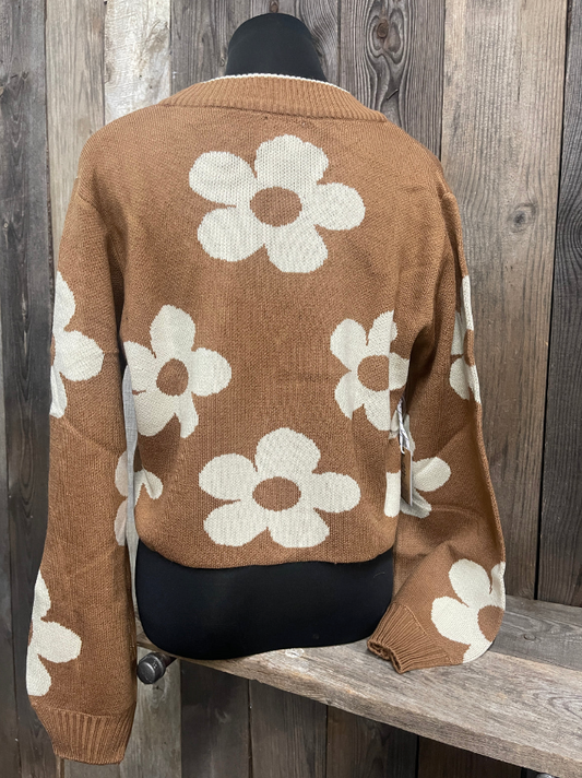 Cropped Cardigan - Flower