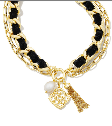 Everleigh Velvet Necklace Gold Black