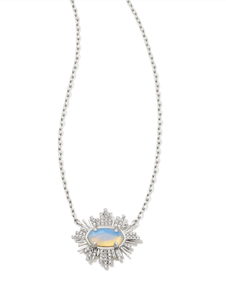 Grayson Sunburst Necklace Silver Iridescent Illusion*
