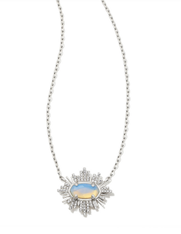 Grayson Sunburst Necklace Silver Iridescent Illusion