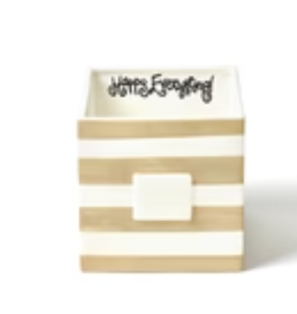Happy Everthing Neutral Stripe  Nesting Cube ( MEDIUM )