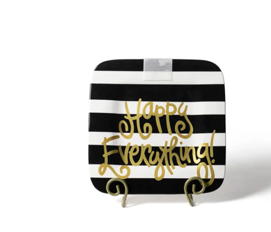 Happy Everything Black Stripe Mini Square Platter