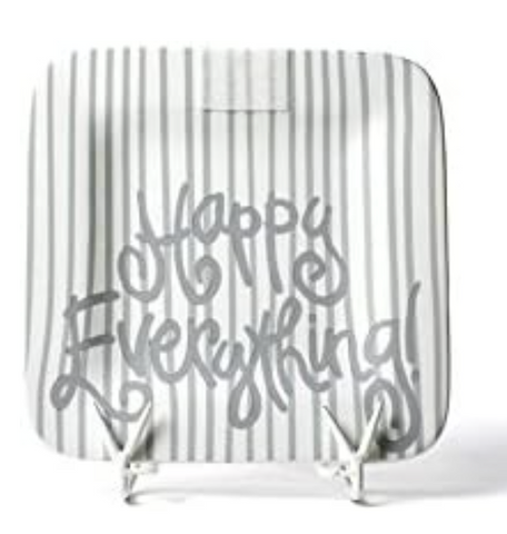 Happy Everything Stone Stripe Square Platter