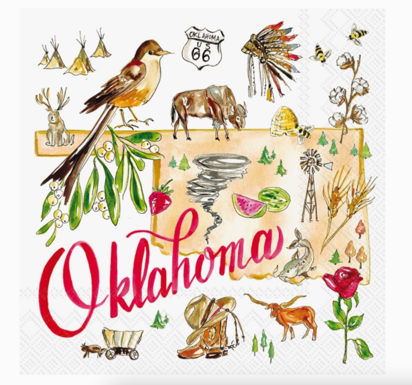 Oklahoma Paper Cocktail Napkins 20 Ct
