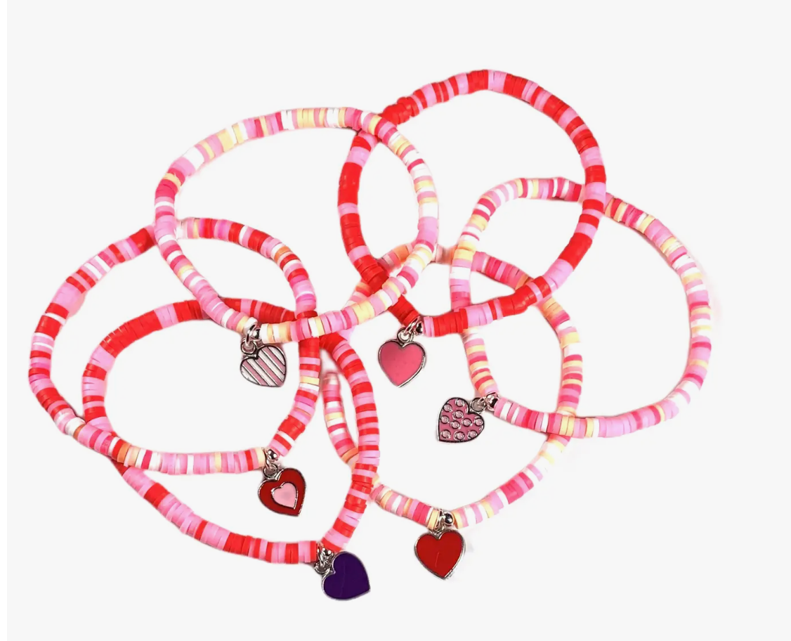 Colorful Enamel Heart Charm Bracelet Stackable
