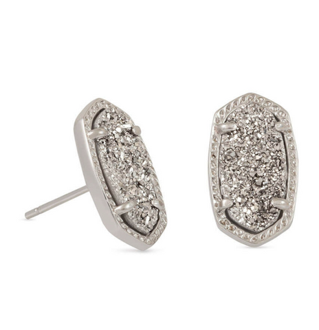 Ellie Stud Earrings Silver Platinum Drusy
