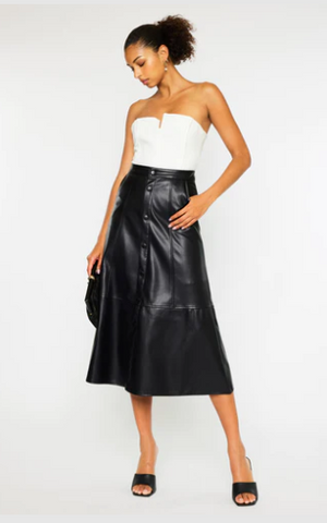 The Angel Faux Leather Skirt(KC2085BK)