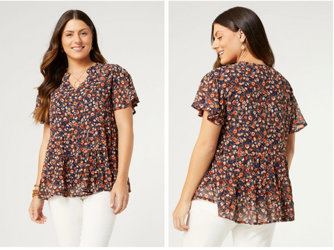 Carlotta Floral Top with Tiered Ruffle