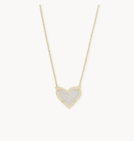 Ari Heart Gold Pendant Necklace Drusy