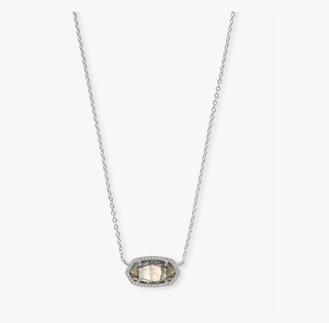 Elisa Silver Pendant Necklace in Black Mother-of-Pearl
