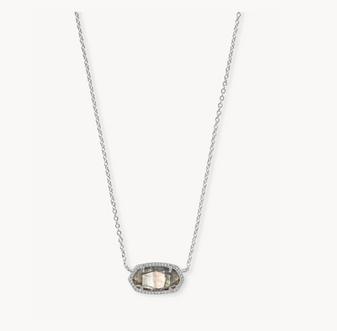 Elisa Silver Pendant Necklace in Black Mother-of-Pearl*